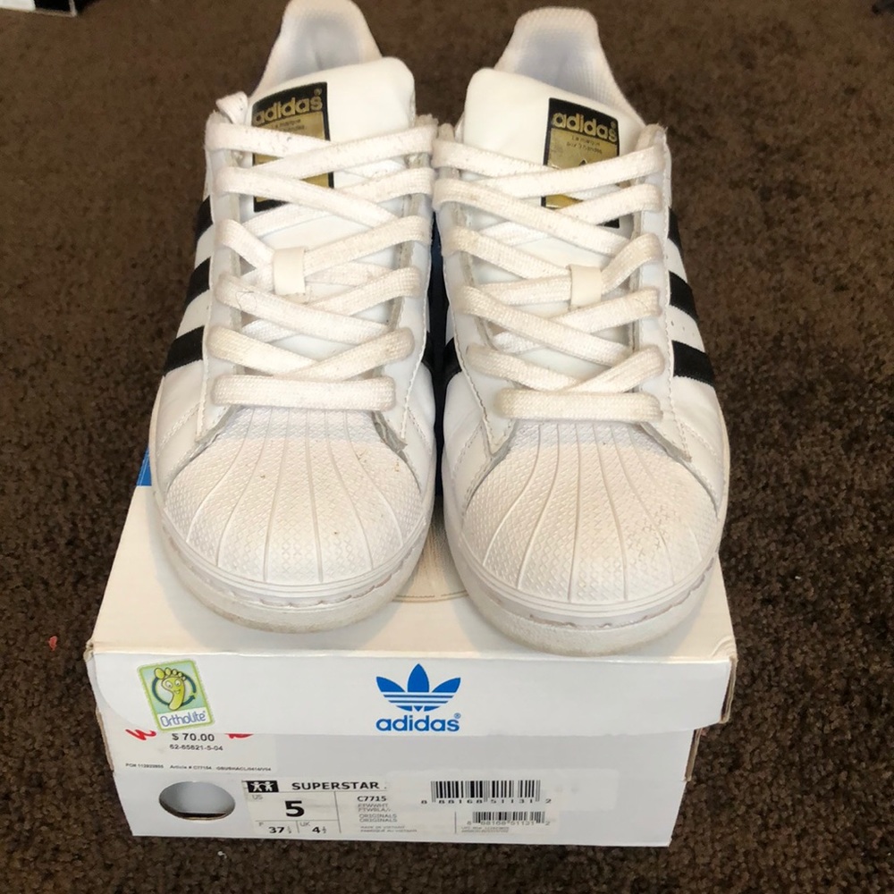White and black Superstar (shell toe) adidas
